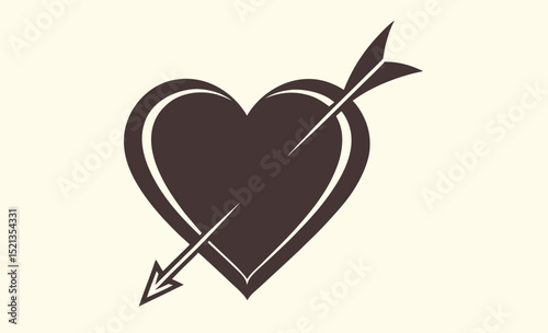 Heart with arrow, love symbol icon, valentine's day design element 