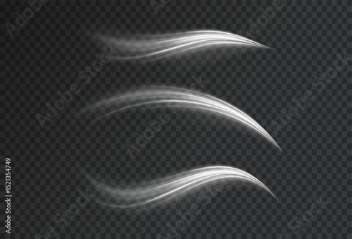 Cold wind swirls in transparent winter texture. Speed lines curve in neon blue motion. Air stream flows with dynamic smooth ripple. Twisting swirl shows airflow in motion path.