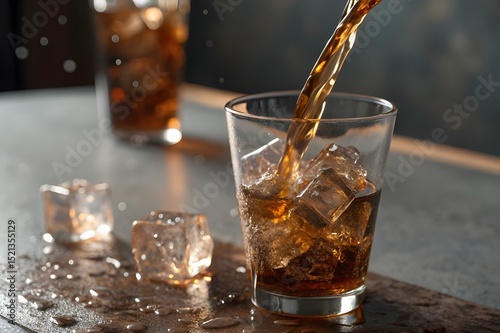 glass of cola with ice