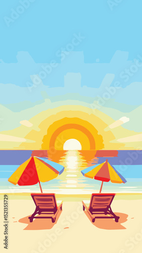 Tropical Beach at Sunrise – Summer Vacation Vibe
