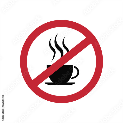 No Hot Beverages: Drink Prohibition Symbol for Food Safety and Spills.


