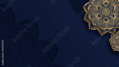 Elegant blue background design with golden luxurious effect elements and glowing light textures. Vector abstract composition ideal for premium branding, upscale packaging, or stylish digital templates