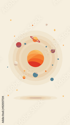 Minimal Solar System – Orbiting Planets Around the Sun
