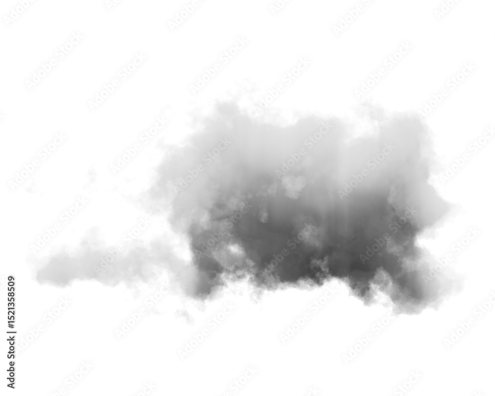 Naklejka premium Cutout clean white cloud transparent backgrounds special effect 3d illustration single white cloud