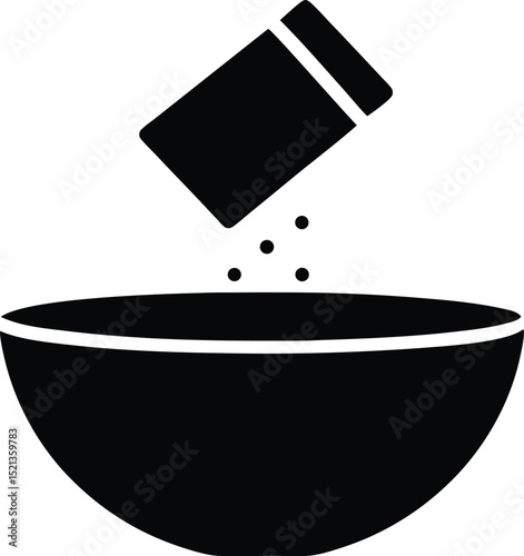 Simple icon of spice being poured into a bowl.