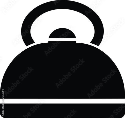 Simple black kettle icon, perfect for fitness and wellness projects.