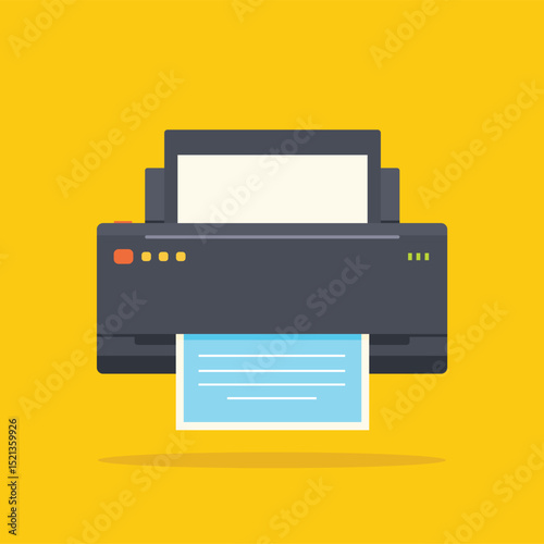 Minimalist office manager printer icon. Flat illustration of printer icon with paper for web design