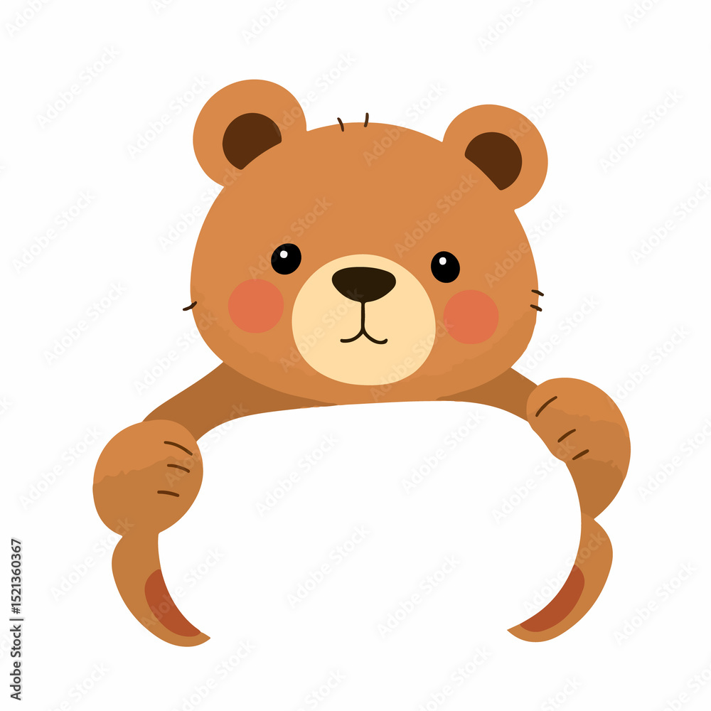 Fototapeta premium Cute bear holding blank sign for greeting or announcement 