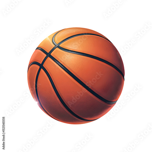 Vibrant orange and pink basketball isolated on transparent background