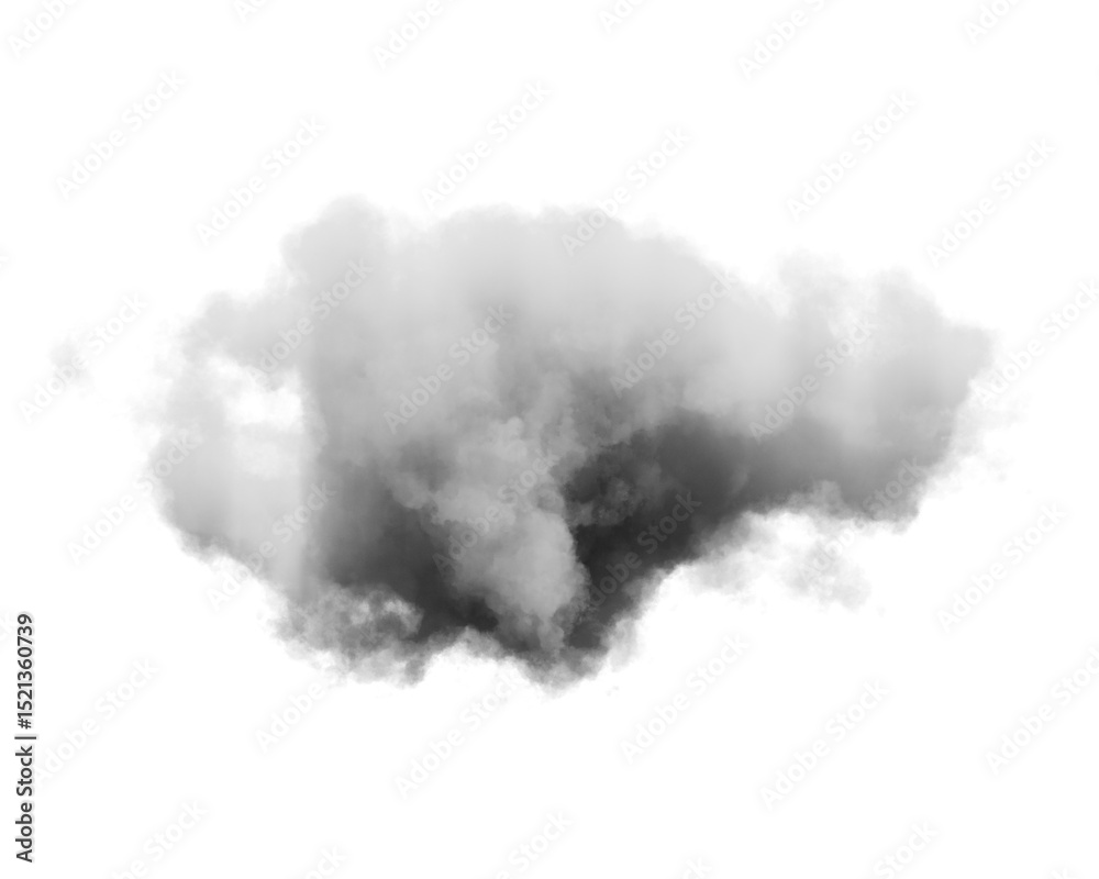 Fototapeta premium Cutout clean white cloud transparent backgrounds special effect 3d illustration single white cloud