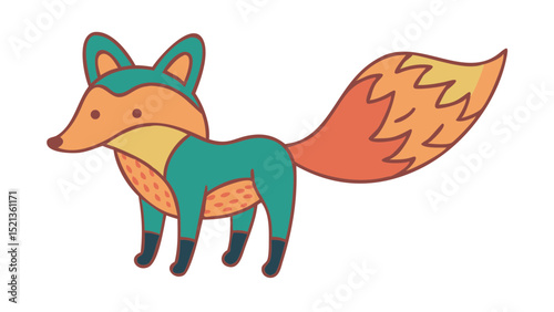 Cute and Expressive Logo Icon of a Cunning Fox with Bushy Tail and Perked Ears
