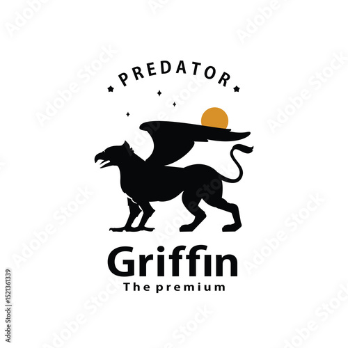 ancient animal logo mystical silhouette icon art hipster vintage griffin