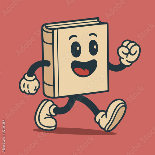 Funny cartoon book with smiling face character for kids and fun art