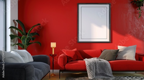 Photo frames on the wall, in a luxurious and minimalist interior with random background