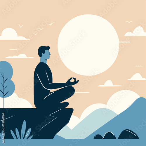 vector illustration of  a man meditaing
