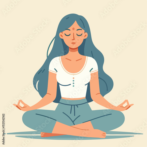 vector illustration of  a woman meditaing
