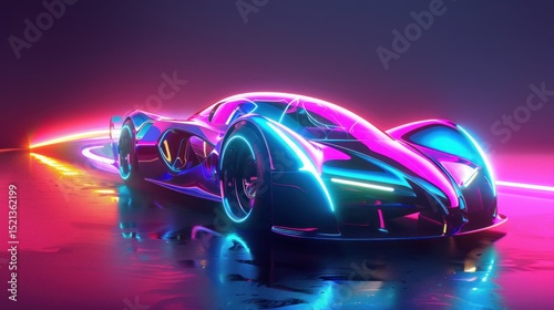 futuristic cars neon lights speed explosion of color neon lights