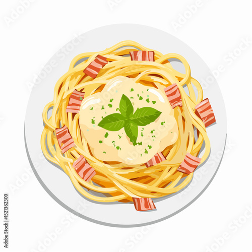 カルボナーラパスタの背景透過イラスト