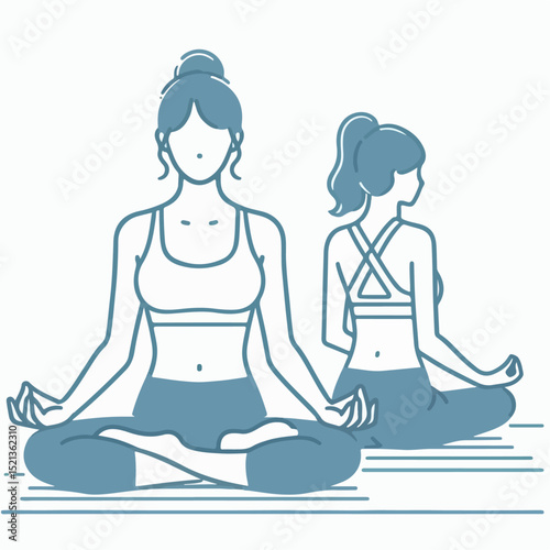 vector illustration of  a woman meditaing