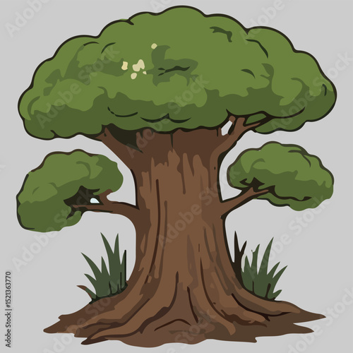 Majestic Oak Tree Illustration