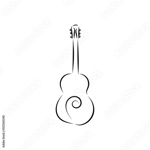 One line guitar illustration. Music live. Music band instrument line art. steel guitar logo icons vector design