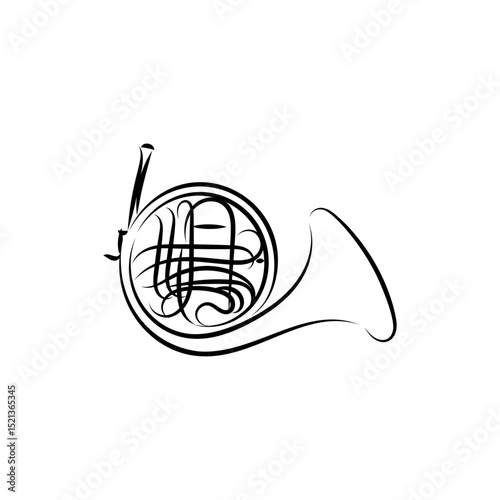 One line trumpet illustration. Music live. Music band instrument line art. steel guitar logo icons vector design