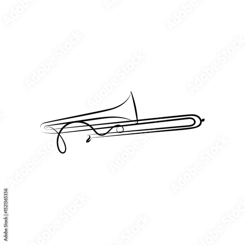 One line trumpet illustration. Music live. Music band instrument line art. steel guitar logo icons vector design