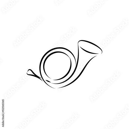 One line trumpet illustration. Music live. Music band instrument line art. steel guitar logo icons vector design