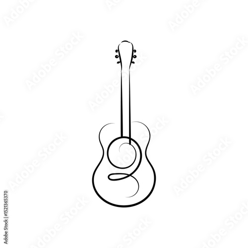One line guitar illustration. Music live. Music band instrument line art. steel guitar logo icons vector design