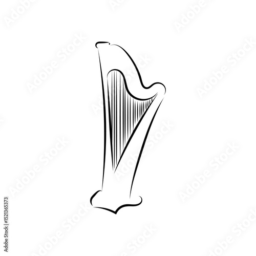 One line the harp illustration. Music live. Music band instrument line art. steel guitar logo icons vector design