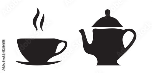 coffee cup and teapot