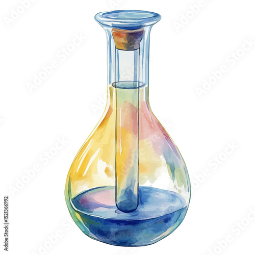 watercolor vector of Graduated Buret, high quality, isolated on a white background.