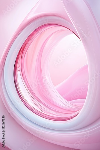 Pink colored smooth curves flow gracefully with light reflections abstract pastel background design forming swirls shapes modern artwork