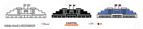 Capitol Line Icon, Majuro, Marshall Islands Landmark Silhouette, Color Vector, Editable Stroke.
