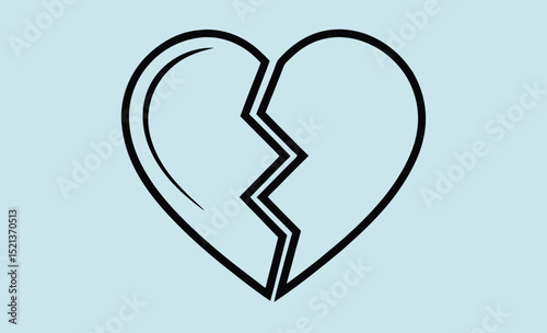 Broken heart icon, heartbreak symbol vector, flat heart illustration