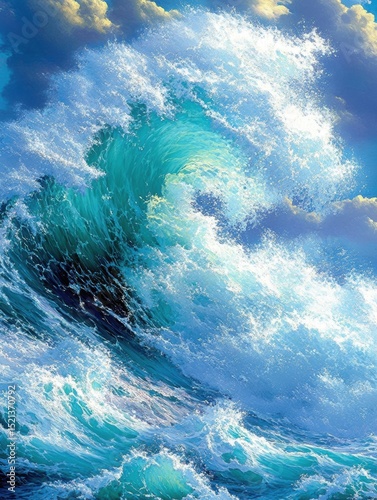 Large wave crashing into the ocean