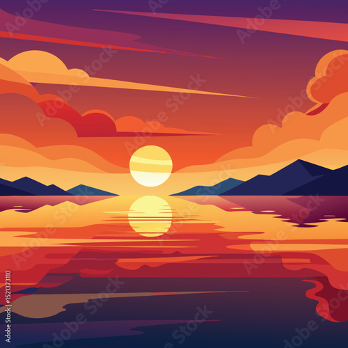 warm sunset tones reflected on calm ocean