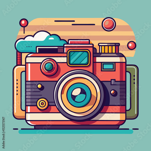 vector illustration of a vintage camera with details