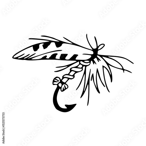 hand-tied fly bait outline vector