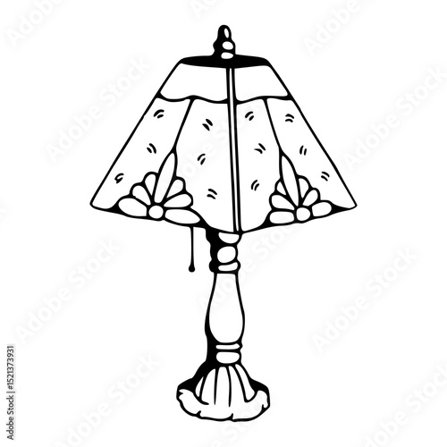 ornate lampshade with floral pattern rawing