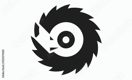 Circular saw icon, rotating blade vector, cutting tool symbol