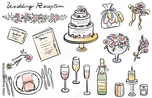 オシャレな結婚式のイラストセット