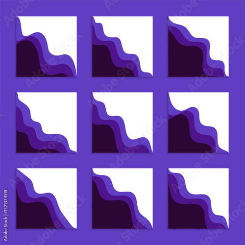 Set of Blue Dynamic Wave Business Corner Header Footer Shape Vector Assets for Flyer, Banner, Poster, Etc. Corner Frame Shape
