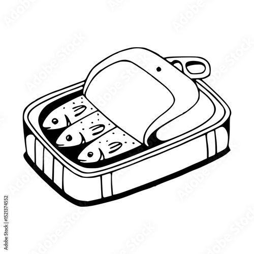 sardine can with open lid and fish inside