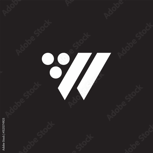 letter w simple geometric dots triangle logo vector