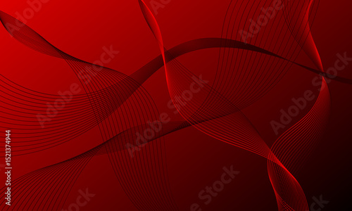 red smooth lines wave curves with soft gradient abstract background
