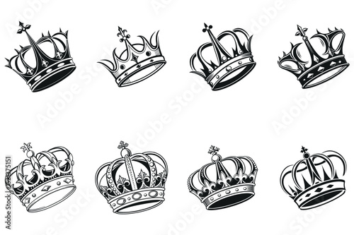 Regal Crown Clipart Pack Hand-Drawn Vintage Crowns