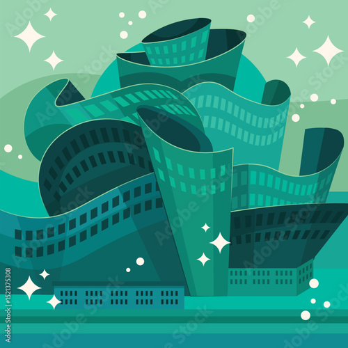 Architecture abstract concept art rolls building