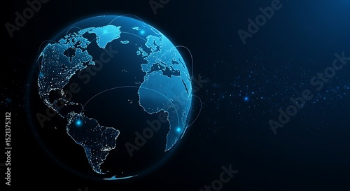 Global Network Connection Futuristic Earth Illustration