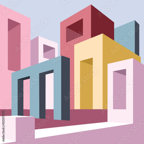 Architecture colorful constractions perspective building